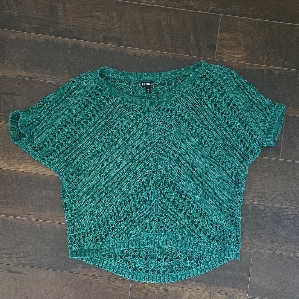 Express Emerald Knit Short Sleeve Top